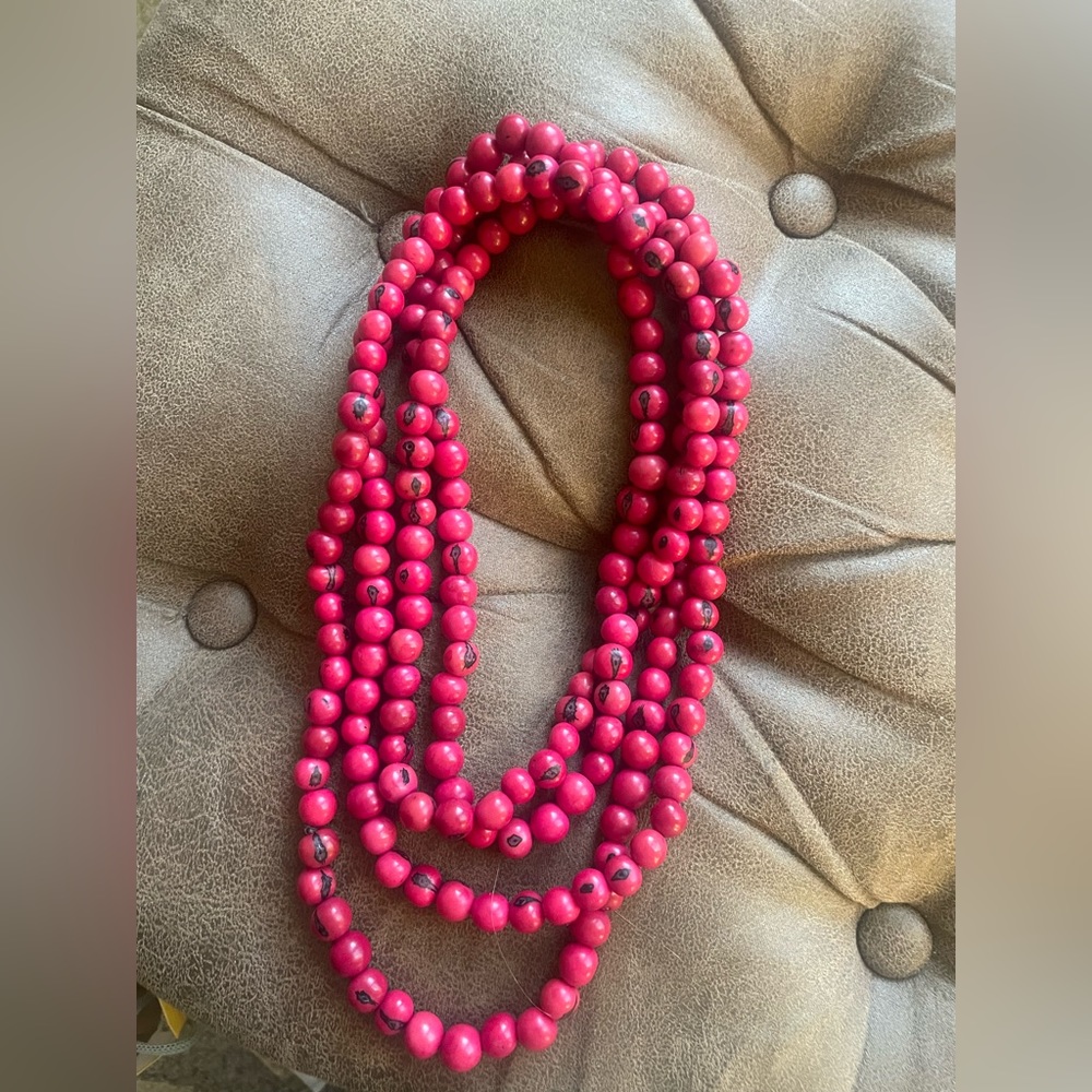 Extra Long red beaded necklace - Noonday